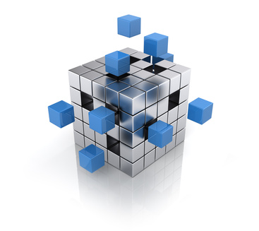 teamwork business concept - cube assembling from blocks